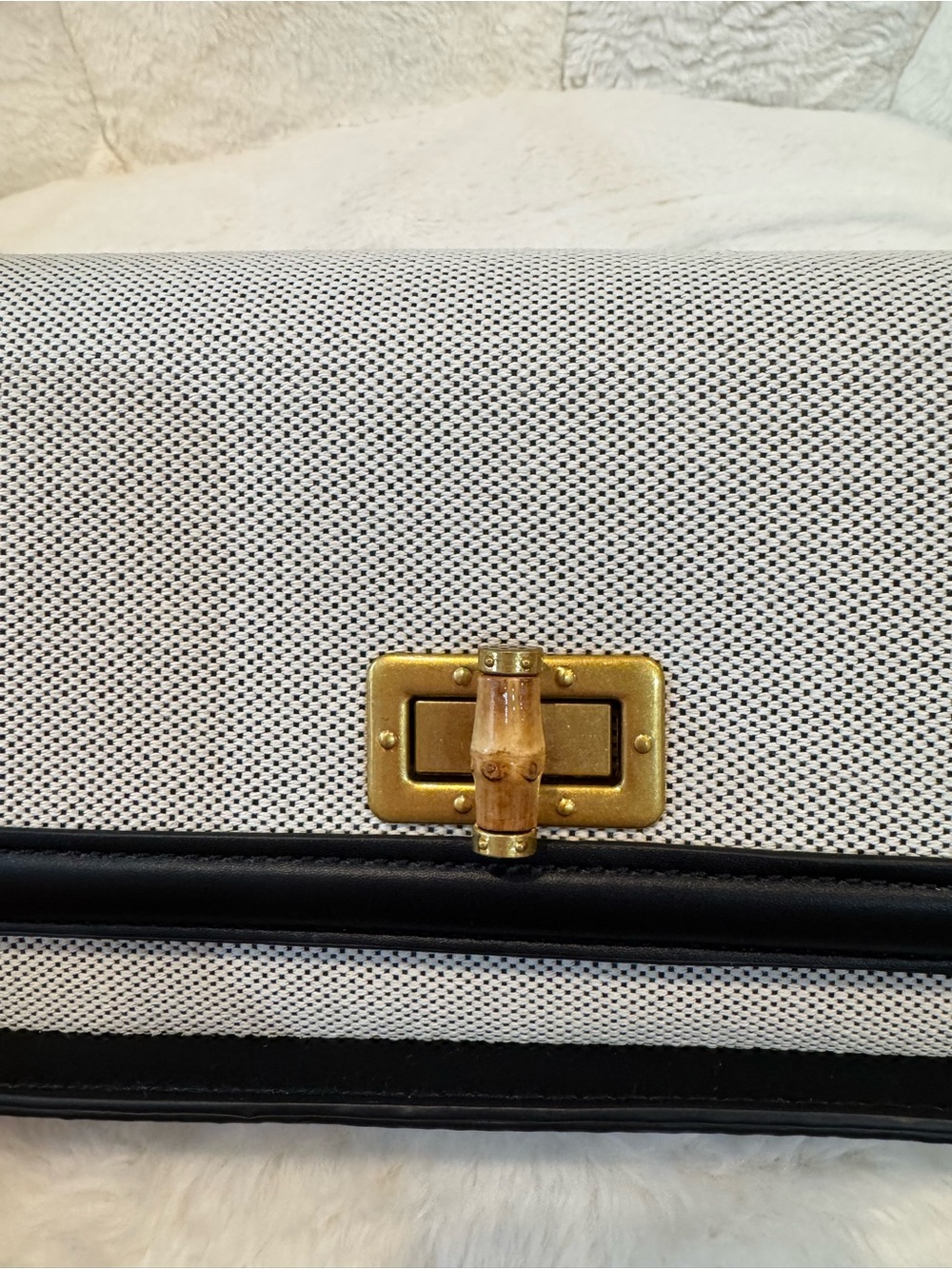 Classic Black & Cream Shoulder Bag with Gold Hardware - Picture 2 of 4